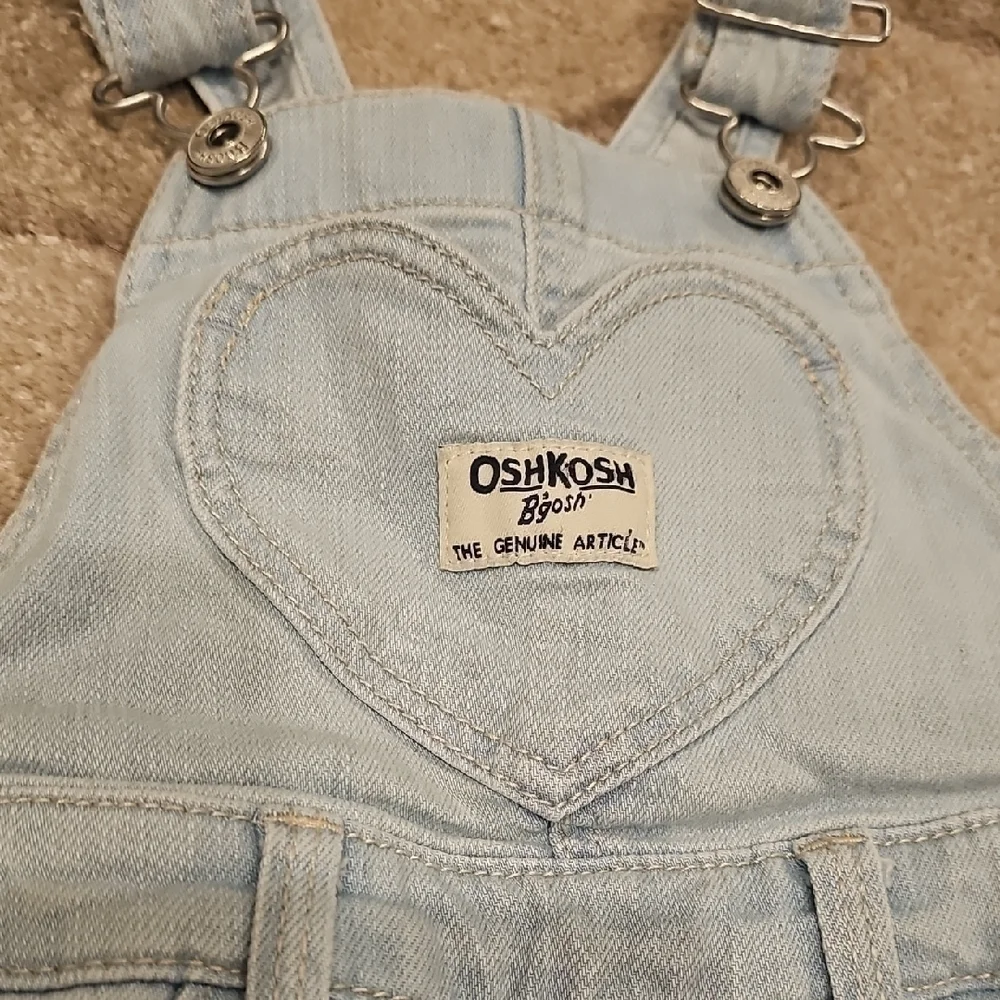 OshKosh B'gosh Blue Overalls Skirt with Adjustable Straps and Frayed Hem